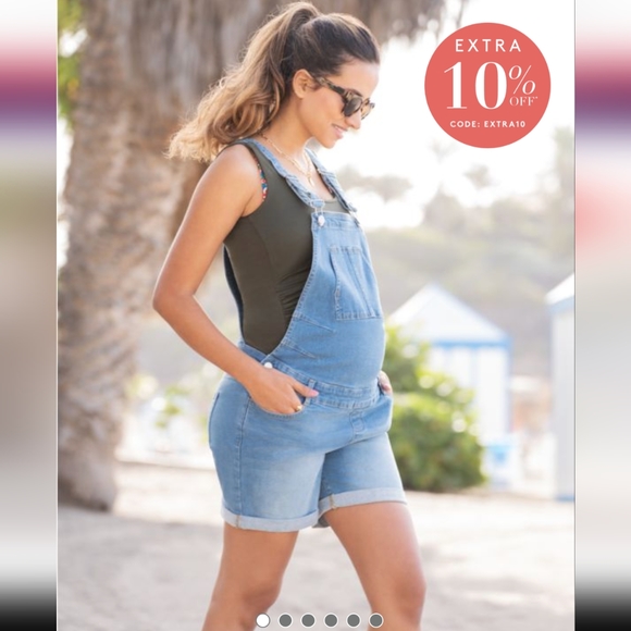 ✨ Host Pick - Cotton Maternity Short Overalls - Picture 4 of 9